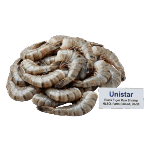 Brand- Unistar Black Tiger Raw Shrimp HLSO, Farm Raised, 26-30