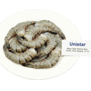Brand- Unistar Black Tiger Shrimp Raw HLSO, Farm Raised, 13-15