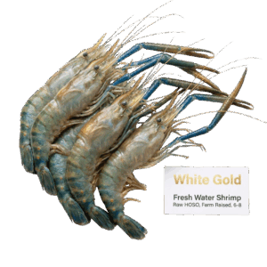 Brand- White Gold Fresh Water Shrimp Raw HOSO, Farm Raised, 6-8